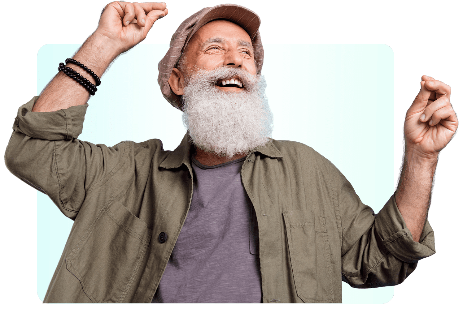Ecstatic senior man