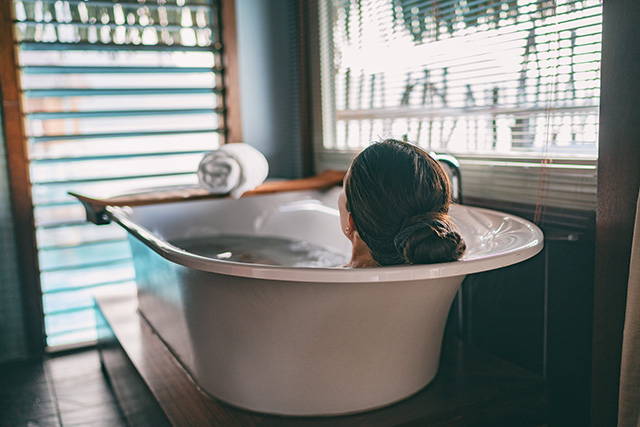 soak in the tub  for your evening routine
