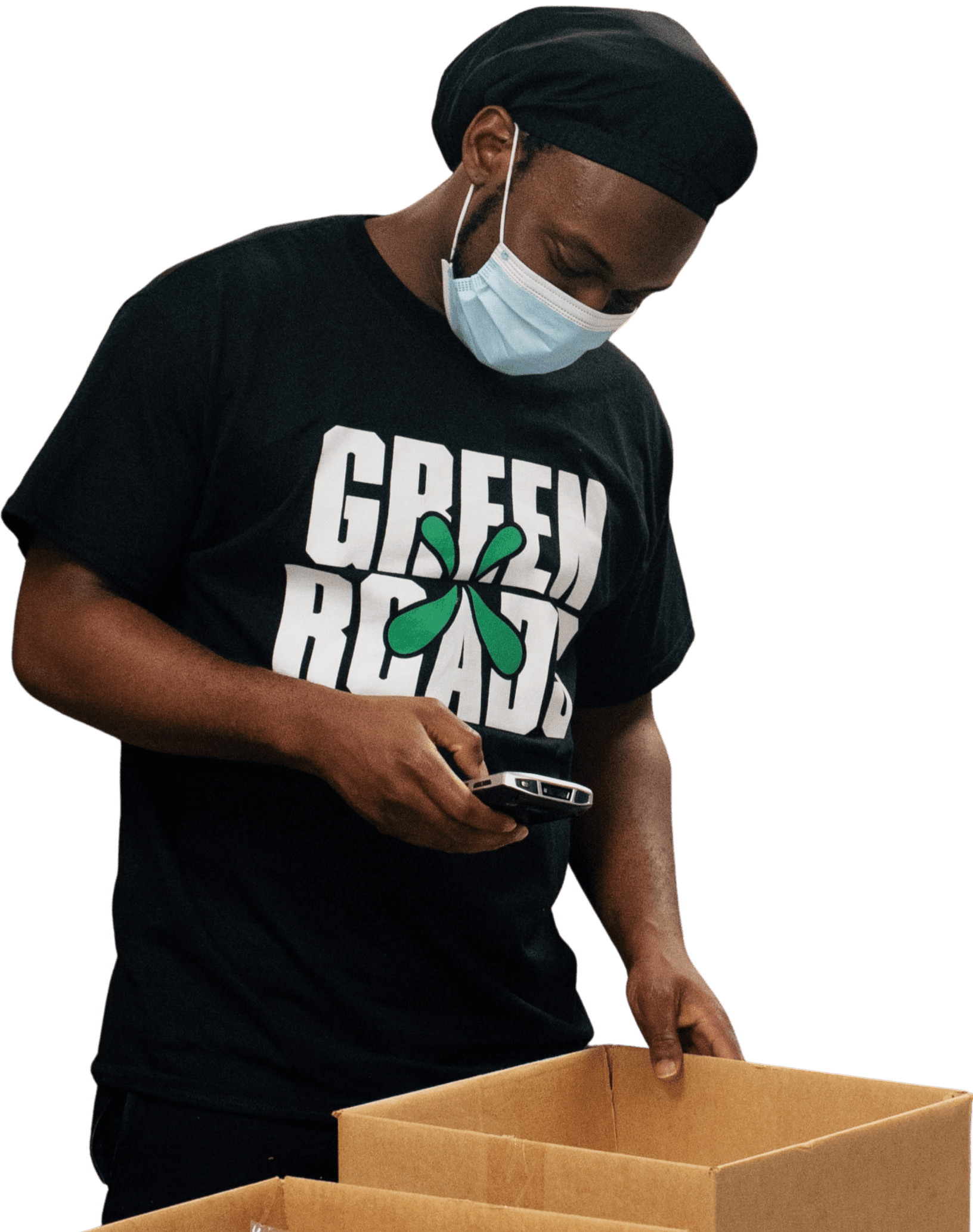 Green Roads Employee scanning box